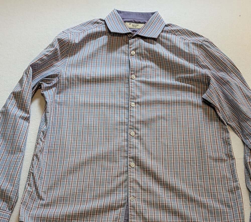 Original Penguin Men's Plaid Slim Fit Long Sleeve Dress Shirt Size 16 34/35